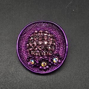 OTC Purple Rhinestone Hat Brooch Metallic Costume Jewelry